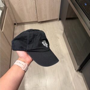 Black Dad Hat with White Embroidered Graphic Wolves darc sport